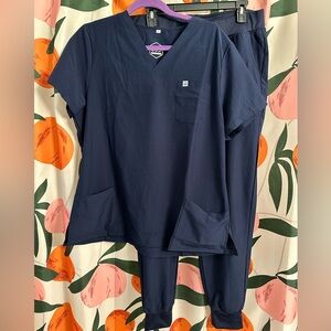 XL navy scrub set